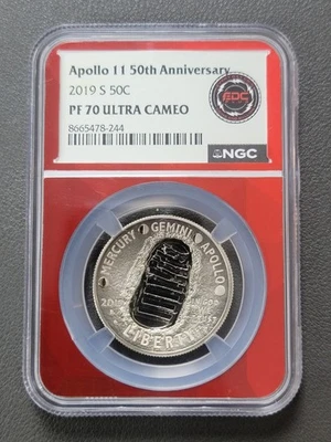 2019-S Proof 50c Apollo 11 50th Anniversary Half Dollar NGC PF70 Ultra Cameo - Image 1 of 2