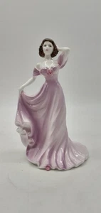 Coalport Bone China Figurine Stephanie 1992 Purple Dress - #9012 - Picture 1 of 5