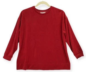 Woman Within Red Velour Tunic Top Womens 18-20 Oversized Long Sleeve Holiday - Picture 1 of 15
