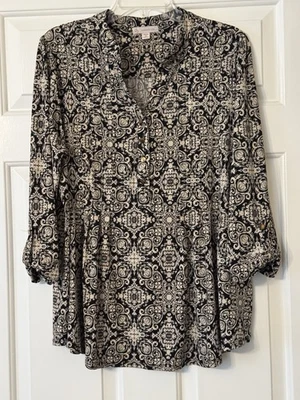 Top mangas enrollables DB Established 1962 para mujer negro y beige talla 1X Foto 1 de 4