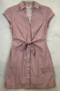 Vineyard Vines Seersucker Hemdkleid vorne zum Binden rot/weiß Baumwolle Gr. 6 - Bild 1 von 10