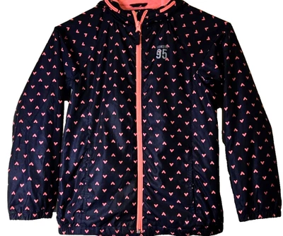 OshKosh B'Gosh Chaqueta Abrigo con Capucha Niñas 10 Azul con Corazones Rosados Foto 1 de 4