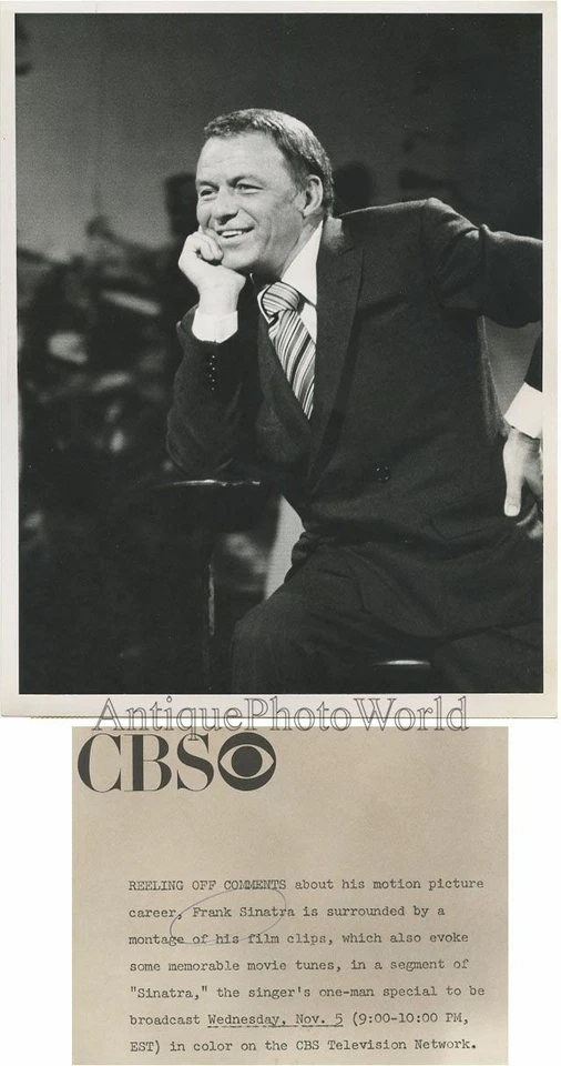 Handsome Frank Sinatra on CVS television set vintage photo - Image 1 of 1