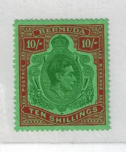 Bermuda 1953 KG VI SG 119f 10/- Green & Dull Red P13 MMH GEM - Picture 1 of 3