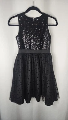 D Signed Disney Black Dress Girls Sequin  Party Holiday Large 14-16   - Image 1 of 4