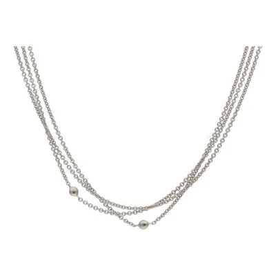 Mehrreihige Halskette aus 750/000 Weißgold aus zweiter Hand, getragen 38 cm - Bild 1 von 3