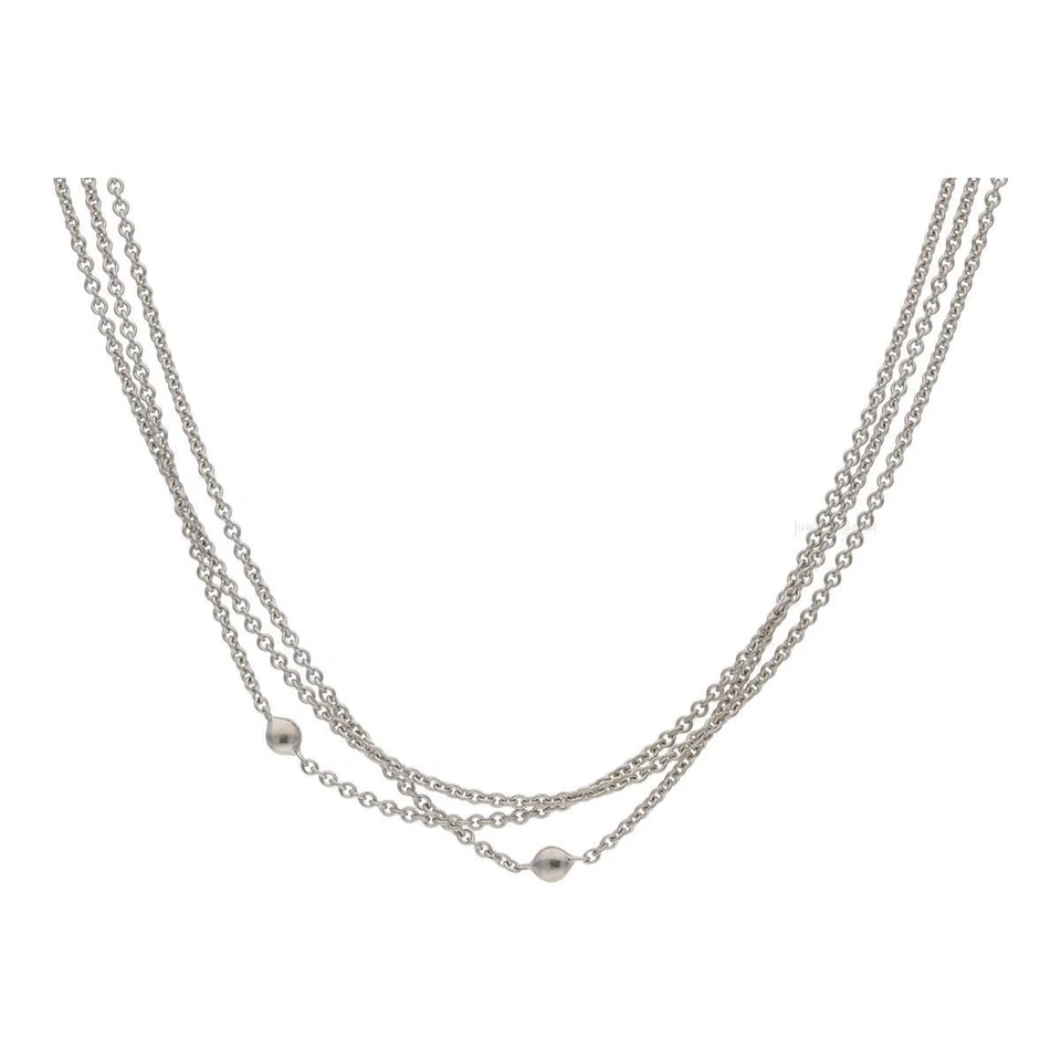 Mehrreihige Halskette aus 750/000 Weißgold aus zweiter Hand, getragen 38 cm - Bild 1 von 3