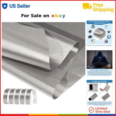 Faraday Fabric Shielding Cloth 43x130 in with 236 in Conductive Tape RF EMI EMF - Image 1 of 4