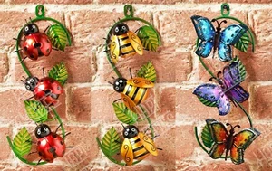 Arte de pared de metal abejorro mariposa ladybird hojas ganchos valla de jardín al aire libre - Imagen 1 de 7