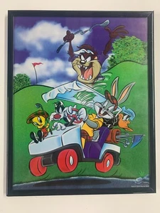 Vintage Looney Tunes Golfwagen gerahmter Druck 10" x 8" Warner Bros. 2000 - Bild 1 von 3
