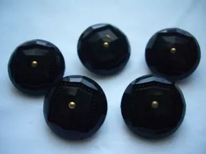 BLACK SQUARE CENTRE DESIGN VINTAGE / RETRO SHANK BUTTONS x 5 FREE P&P - Picture 1 of 3