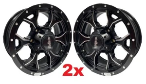 BLACK MACHINED ALUMINUM 15 6 LUG TRAILER WHEELS RIMS 15X6 - Picture 1 of 6
