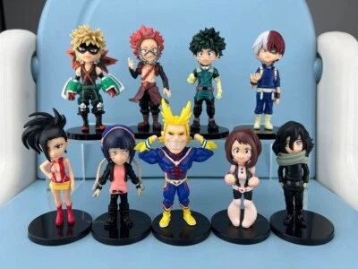 9Pcs My Hero Academia Anime Midoriya Izuku Bakugou 3" Action Figure Model Doll