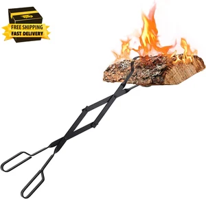Log Grabber Fireplace Tongs Wood Fired Oven Tool Grill Camping Fire Pit Tool - Picture 1 of 3