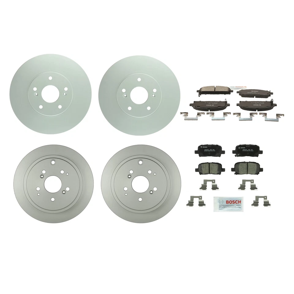 Kit de pastillas de freno rotores de disco delanteros y traseros Bosch de 299 mm y 313 mm para Acura MDX V6 AT Foto 1 de 1