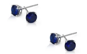 925 Sterling Silver Rhodium Plated 2 CTW Sapphire Earrings - Picture 1 of 2