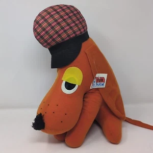 Vintage 1979 Fun Farm Orange Dog Plaid Hat Buckshot Plush with Original Tags - Picture 1 of 10
