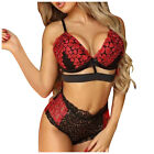 Ladies Fashion Sexy Lingerie Outfits Lace Color Matching Three-Piece Underwear