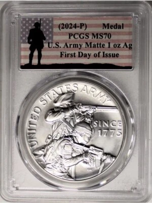 2024 U.S. ARMYSilver Medal PCGS MS70💥FLAWLESS QUALITY💥FDOI - Image 1 of 4