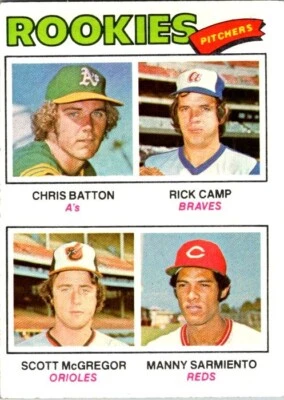 1977 Topps Rookie Pitchers #475 Chris Batton/Rick Camp/Scott McGregor/Manny A3 - Image 1 of 2