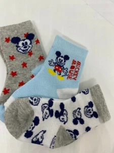 3 PAIA CALZINI COTONE TOPOLINO CALZE BAMBINO BIMBO DISNEY 15-16 17-18 NEW mickey - Picture 1 of 2