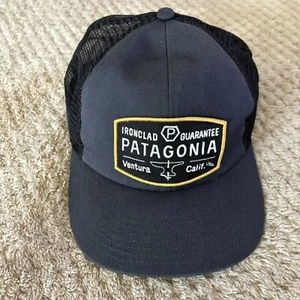 Patagonia Black Mesh Trucker Hat Adjustable Snapback Cap RARE VENTURA CA - Picture 1 of 11