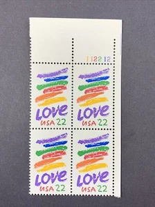 US Stamp Scott #2248 1987 Love Flowers 22c Plate Block of 4 Mint Never Hinged OG - Picture 1 of 6