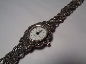 RELOJ PULSERA SEÑORA VINTAGE PLATA ESTERLINA Y MARCASITA PARA REPARACIÓN? - Imagen 1 de 11