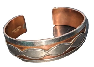 Douglas Etsitty Indianer Kupfer & Sterling Armreif Armband - Bild 1 von 15