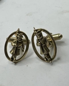 Vintage European Guardsmen Goldstone Cufflinks By Dante - Picture 1 of 4