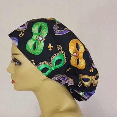 Mardi Gras Women Scrub Hat,  Surgical Cap,  Scrub Cap, Nurses Gift,  Medical - Image 1 of 4