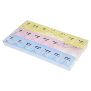 Tragbare 7 Tage Medizin Aufbewahrung Pille Tablette Organizer Behälter 21 Steckplätze Etui Box - Bild 1 von 7