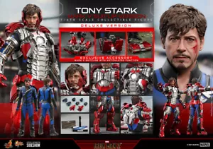 Hot Toys Iron Man 2 Tony Stark Mark V Suit Up Version Deluxe 1/6 Figure In Stock - Picture 1 of 12