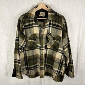 Vintage Wool Blend Brown Anchor Button Winter Flannel Shirt Coat Jacket Medium - Picture 1 of 6