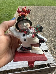 Christmas Snowman Stocking Hanger / Holder Cast Iron Base Vintage - Picture 1 of 3