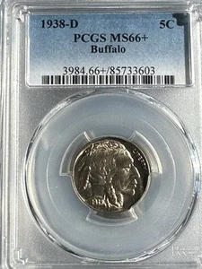 1938D buffalo nickel PCGS MS66+. - Picture 1 of 2