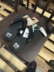 Reef Fanning Flip Flop Sandal for Men, Size 9 - Black - Picture 1 of 5