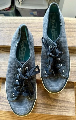 Keds CHAMPION ORIGINALS Women’s 7.5 Gray Denim Knit Lace Up Canvas Sneakers - Image 1 of 4