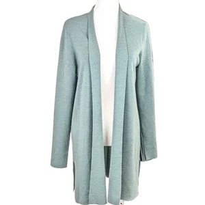 Eileen Fisher Merino Wool Open-Front Cardigan Sweater Large Knit Mid Length Cozy - Picture 1 of 6