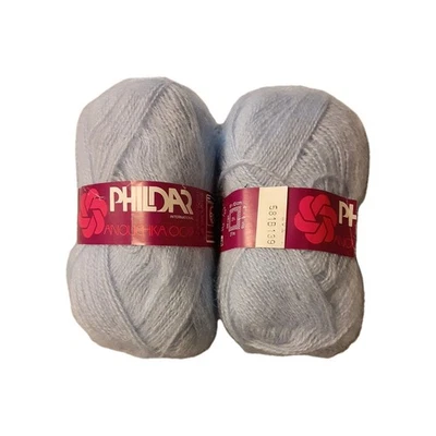 New 2 Skein of Phildar Aurore Mohair Wool Blend Yarn 40g Baby Blue  - Image 1 of 4