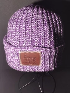 Love Your Mellon 100 % Baumwolle Strick meliert lila Winter Beanie Made in USA Mütze B3 - Bild 1 von 13