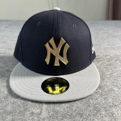 New York Yankees Hat Cap Fitted Mens 7 5/8 MLB Baseball Gold 59FIFTY New Era - Image 1 of 4