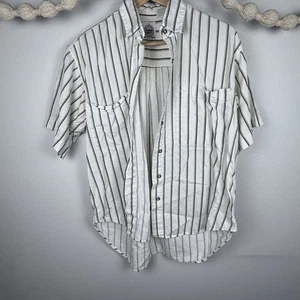 Vintage 1983 Andrew Sport Button Down Women’s Size Small White & Green Striped - Picture 1 of 8