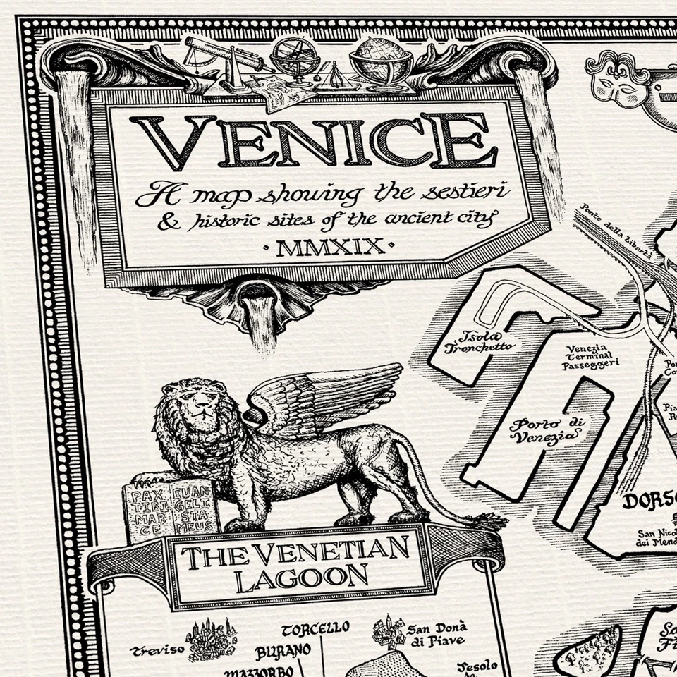 The Venice Map - Fine Art Prints by Manuscript Maps — 第 1/4 张图片