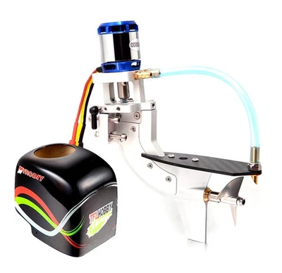 Cubierta de fibra de vidrio de accionamiento fueraborda de aleación TFL con motor y hélice - negra Foto 1 de 3