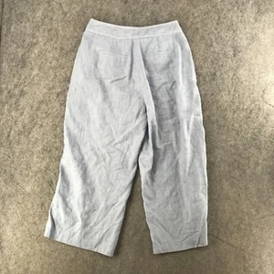 Halogen Petite Pants Womens Size 6 Blue Linen Blend Lightweight Crop Wide Leg - Picture 1 of 13