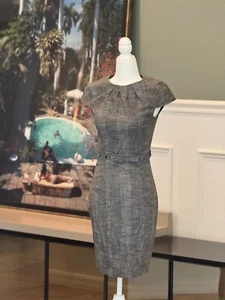 NWT Gray Tweed Petite Belted Cap Sleeve Tailored Dress, H&M Size XXS - Picture 1 of 9
