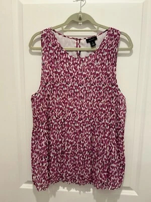Halogen Blouse Tank XL Pleated Scoop Neck One Button Closure At Neck Back - Image 1 of 4