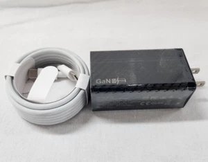 BK378 GaN USB-A QC3.0 / 65W USB-C Wall Charger and USB-C-100W-6 6ft USB-C Cable - Picture 1 of 3