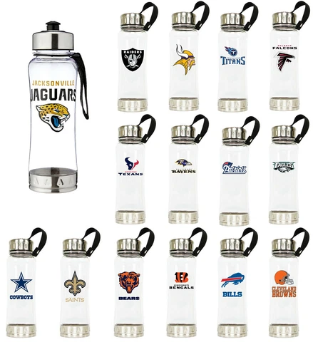 New NFL PICK YOUR TEAM Clip-On 16oz Clear Water Bottle ( BPA Lead Free ) Cover